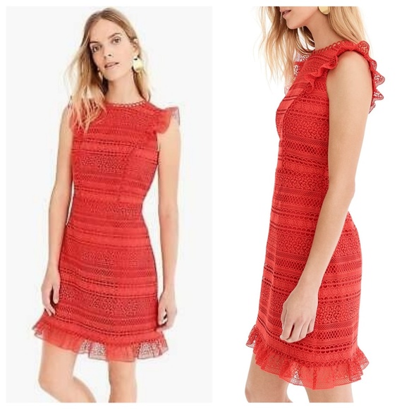 j crew cap sleeve ruffle lace dress 